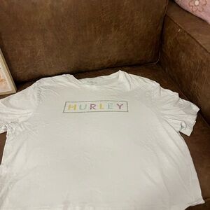 Hurley White Tee with Pastel Logo